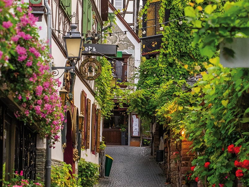 A view down the Drosselgasse in Rüdesheim, Germany